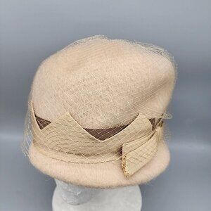 Vintage Shag Felt Hat Tan Union Made 60s